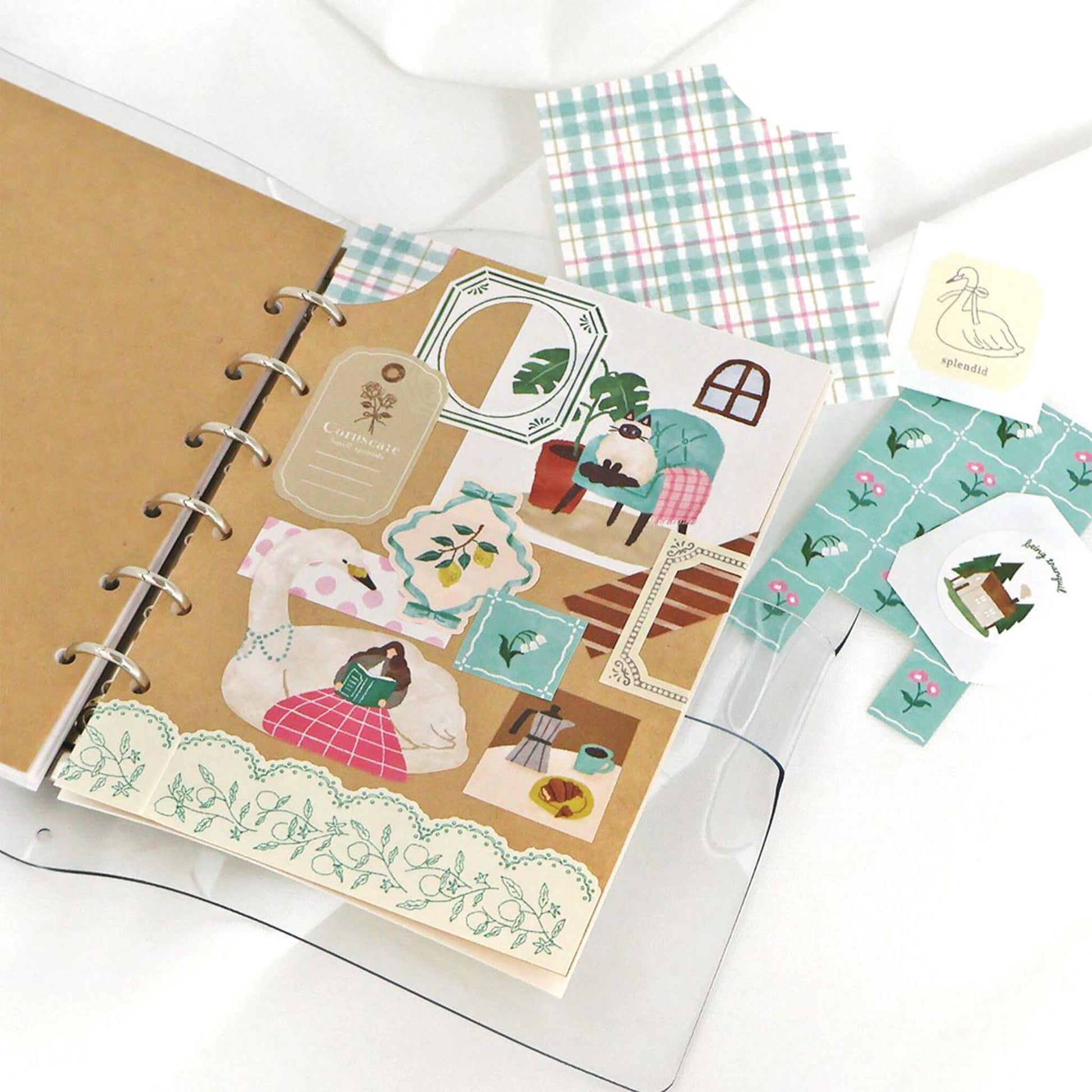 Mind Wave Yori - Dori Flake Sticker - Swan and Reading - Flake Stickers