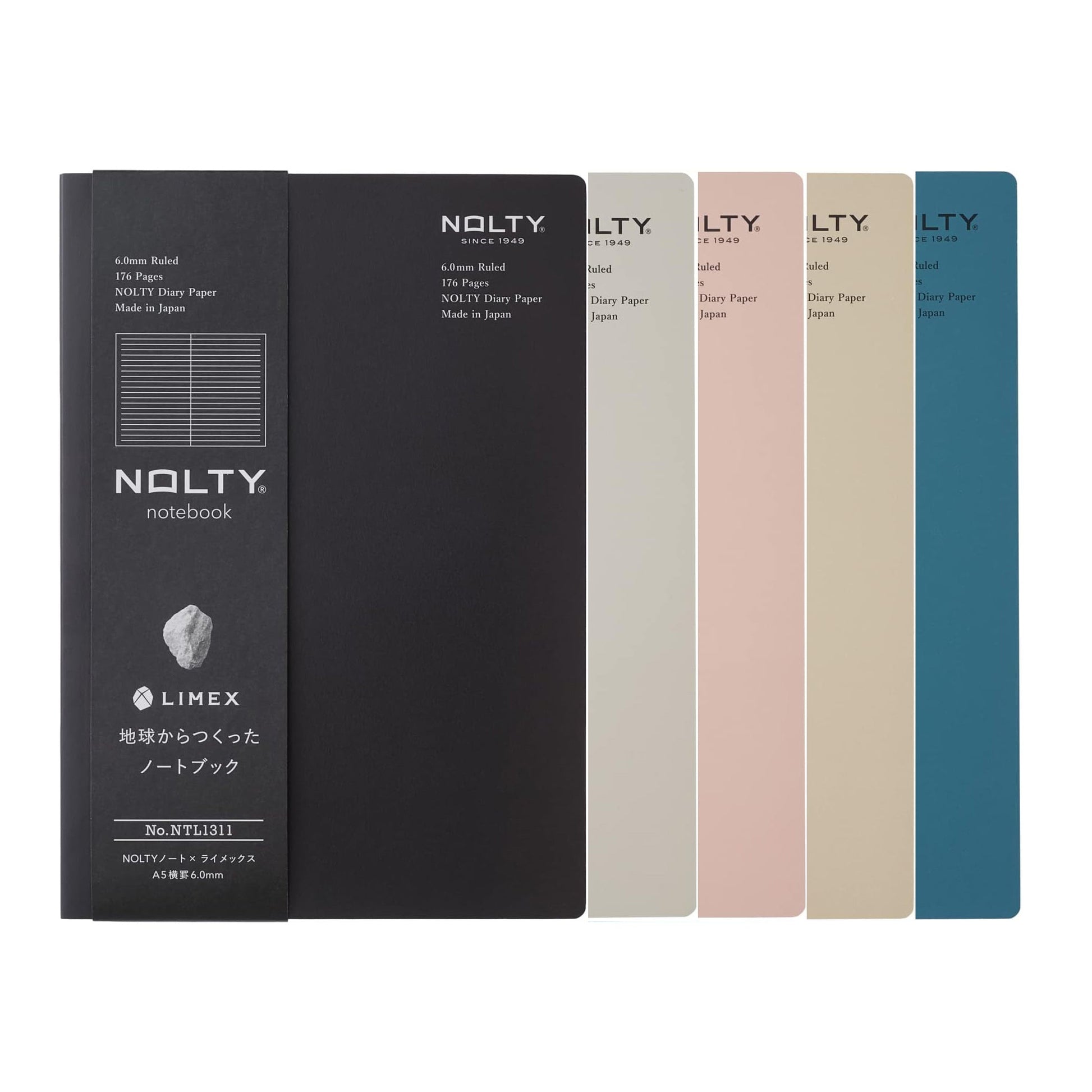 NOLTY Note × LIMEX A5 - Horizontal Ruled Type - Granite Black - Notebooks
