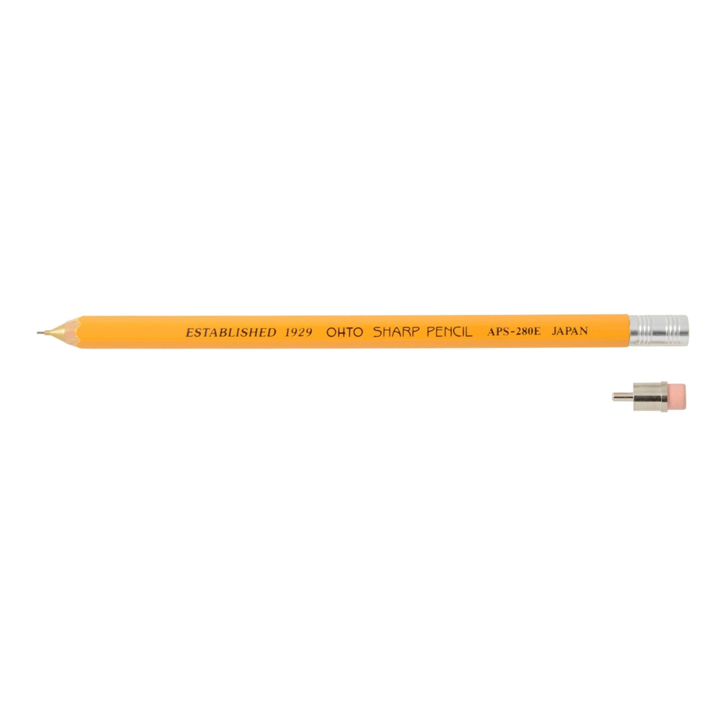 OHTO Wooden Mechanical Pencil With Eraser - Yellow - Mechanical Pencils