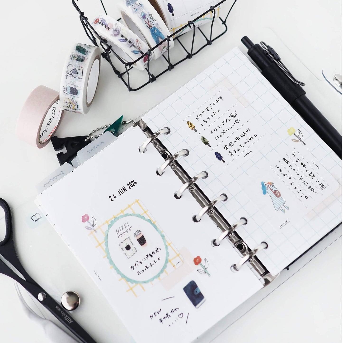 Papier Platz × ASANEL Roll Sticky Notes - Enjoying Journals - Sticky Notes