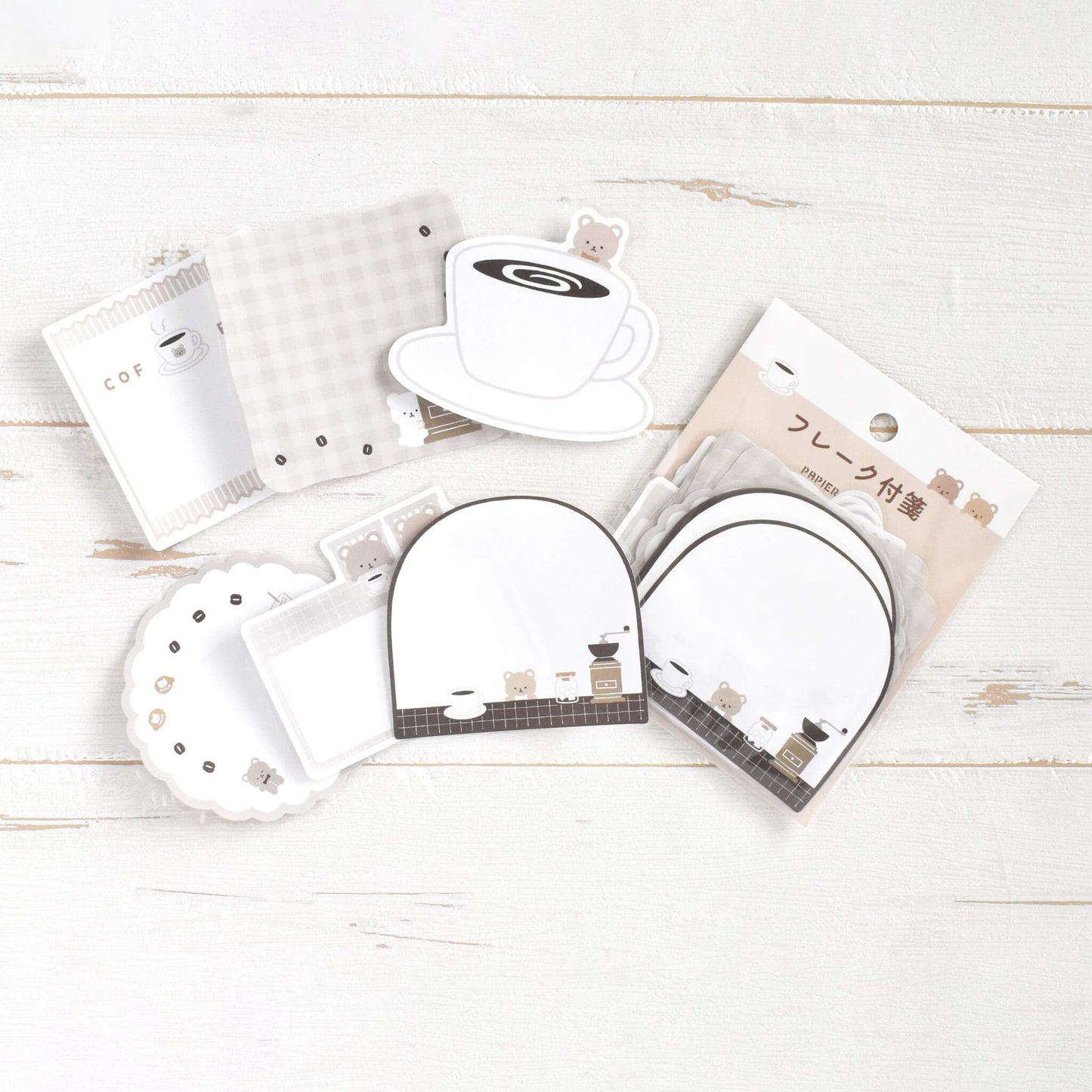 Papier Platz Flake Sticky Notes - Bear Coffee - Sticky Notes