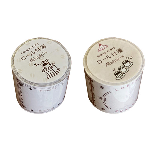 Papier Platz × Fukuwake Hanko Roll Sticky Notes - Coffee Beans and Grinder - Sticky Notes