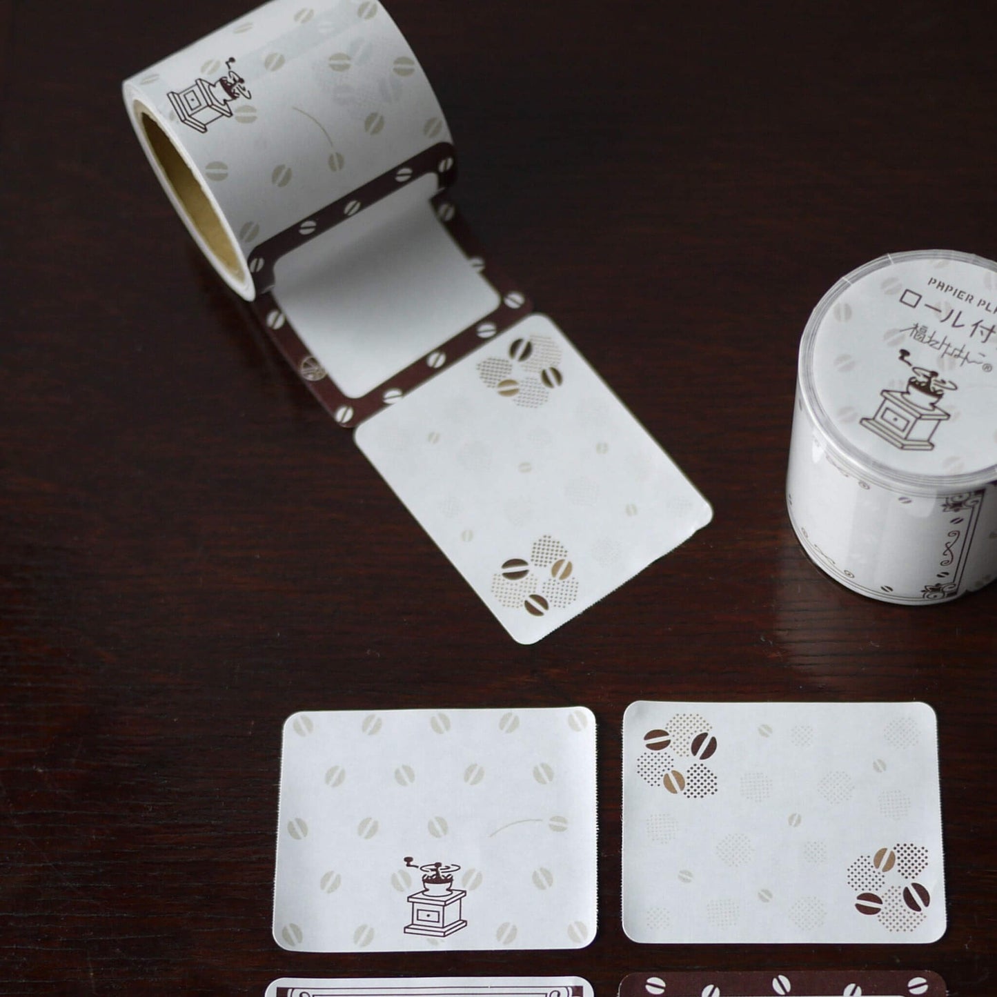 Papier Platz × Fukuwake Hanko Roll Sticky Notes - Coffee Beans and Grinder - Sticky Notes