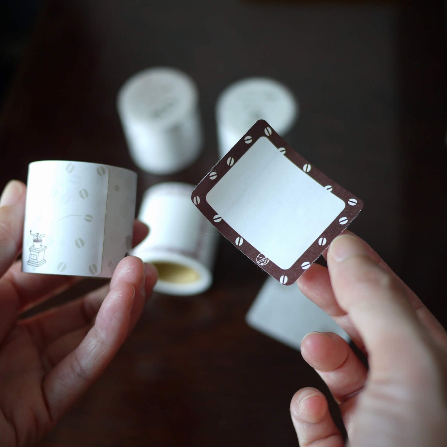 Papier Platz × Fukuwake Hanko Roll Sticky Notes - Coffee Beans and Grinder - Sticky Notes