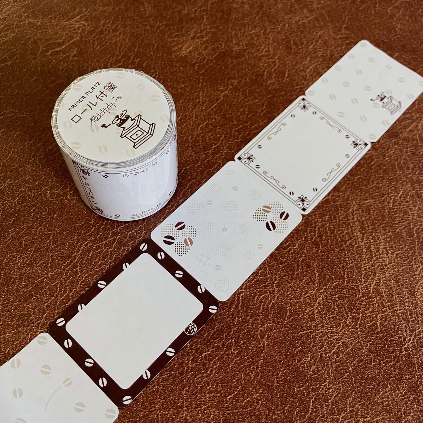 Papier Platz × Fukuwake Hanko Roll Sticky Notes - Coffee Beans and Grinder - Sticky Notes