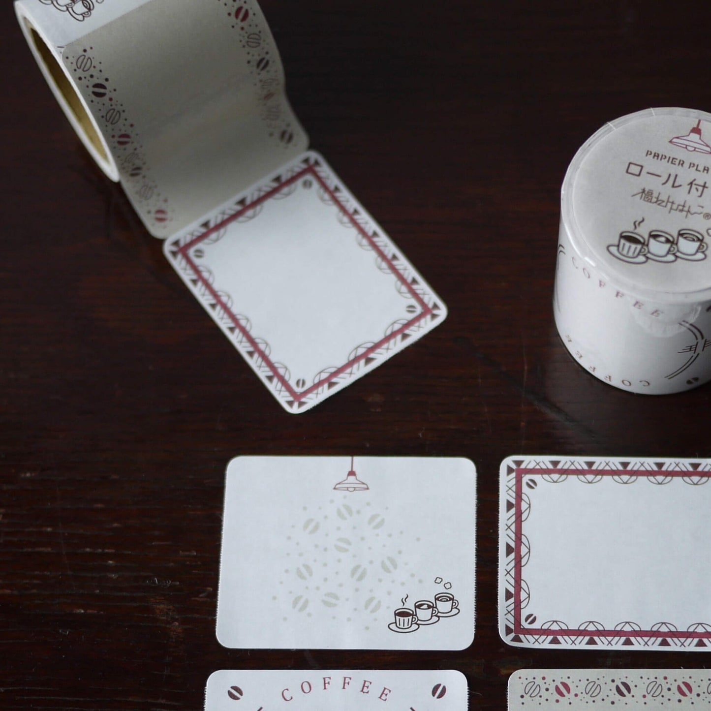 Papier Platz × Fukuwake Hanko Roll Sticky Notes - Coffee Beans and Grinder - Sticky Notes