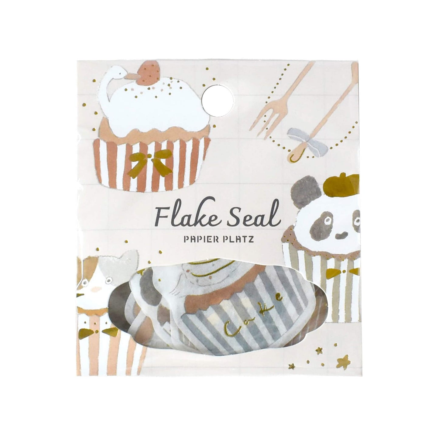 Papier Platz × Tobimatsu Shoichiro Gold Foil Flake Sticker - Sparkling Cupcakes - Flake Stickers