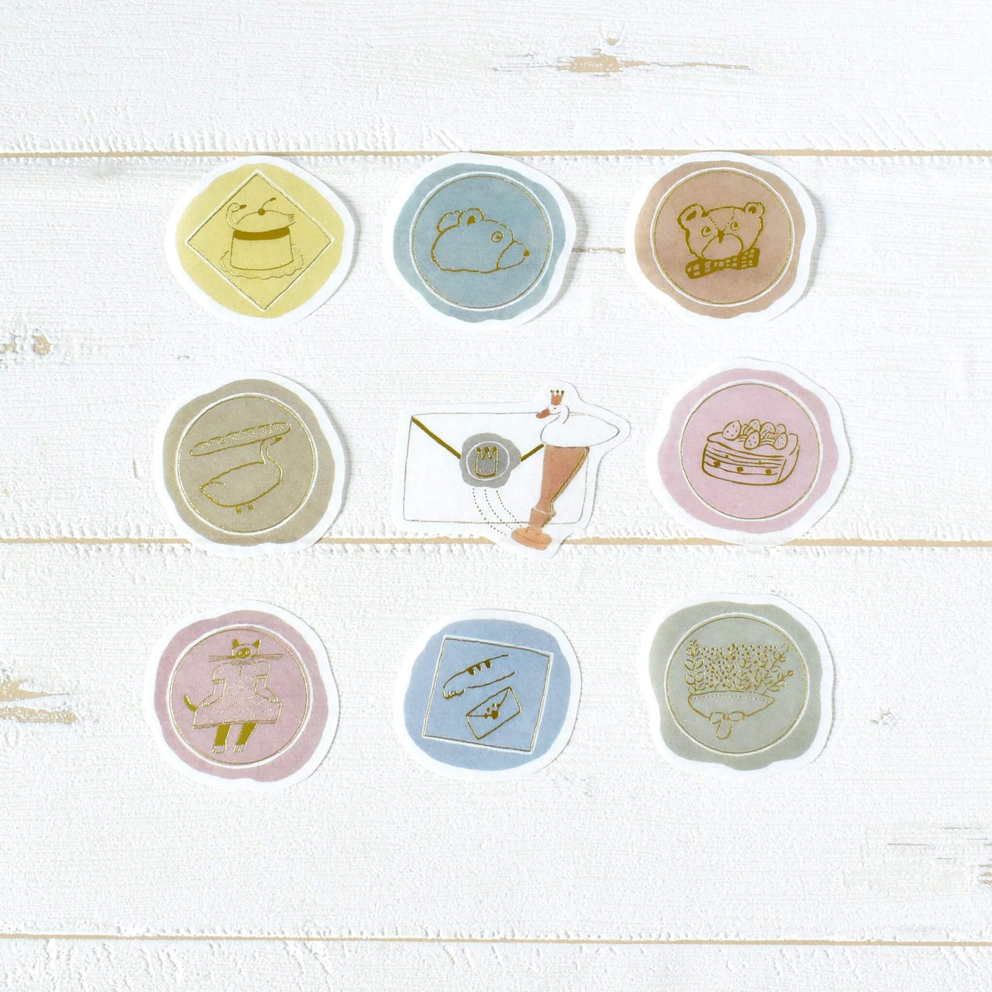 Papier Platz × Tobimatsu Shoichiro Gold Foil Flake Sticker - Sparkling Wax Seals - Flake Stickers