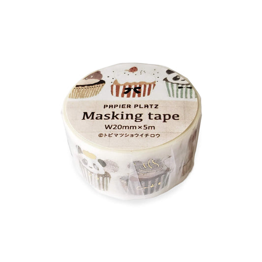 Papier Platz × Tobimatsu Shoichiro Gold Foil Washi Tape - Sparkling Cupcakes - Washi Tapes