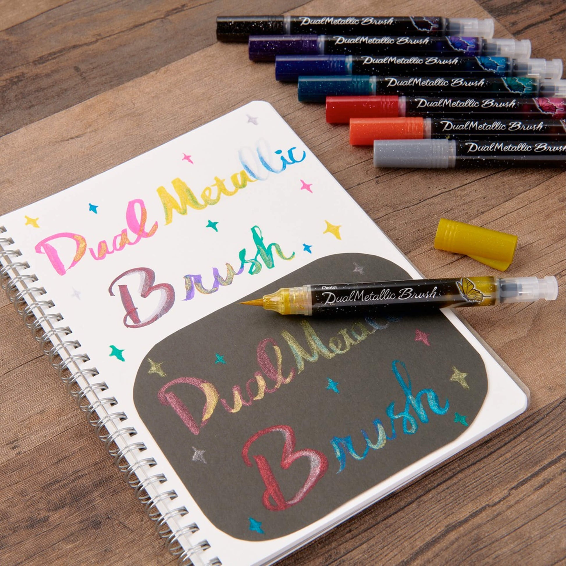 Pentel Dual Metallic Brush - Set of 8 - Brush Pens