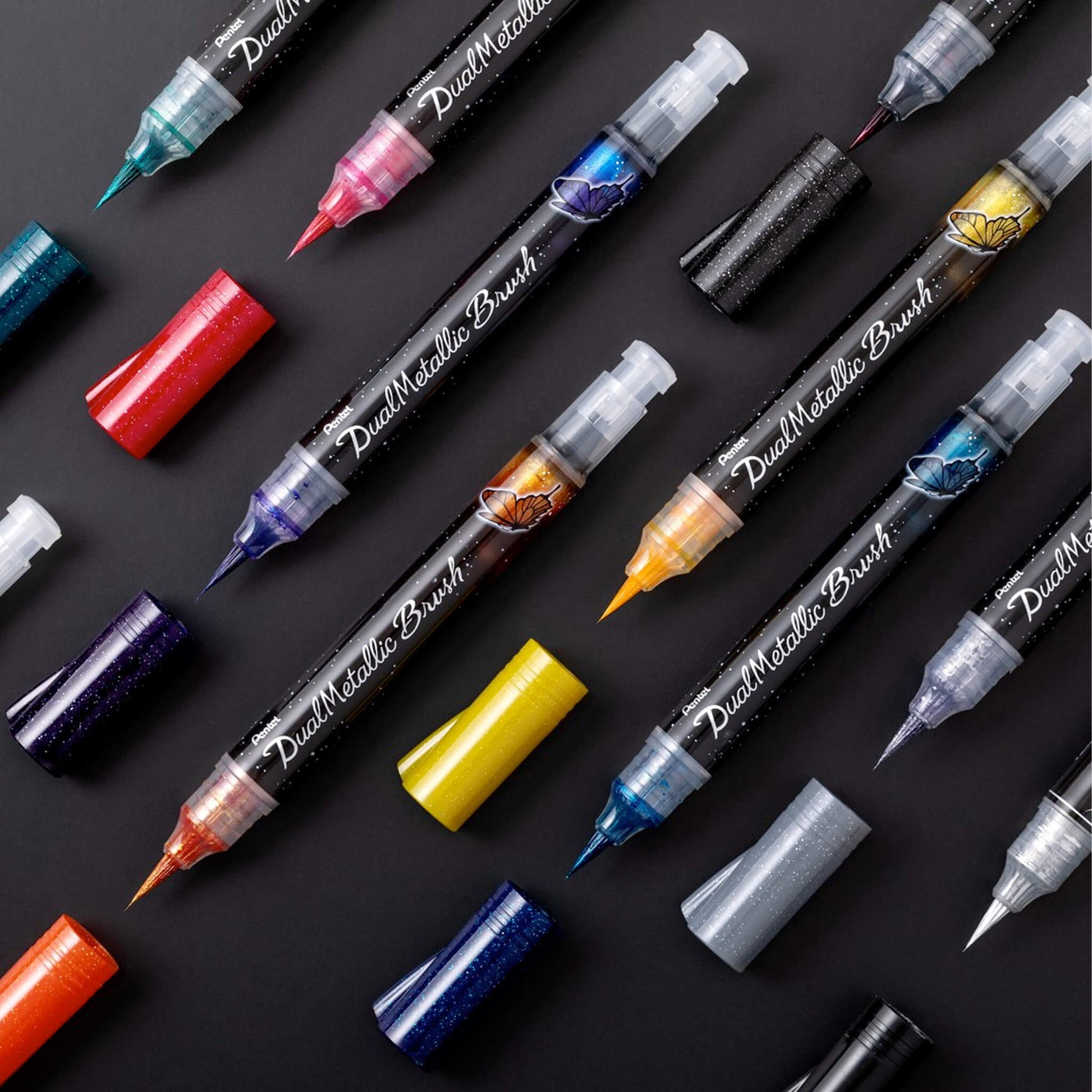 Pentel Dual Metallic Brush - Set of 8 - Brush Pens
