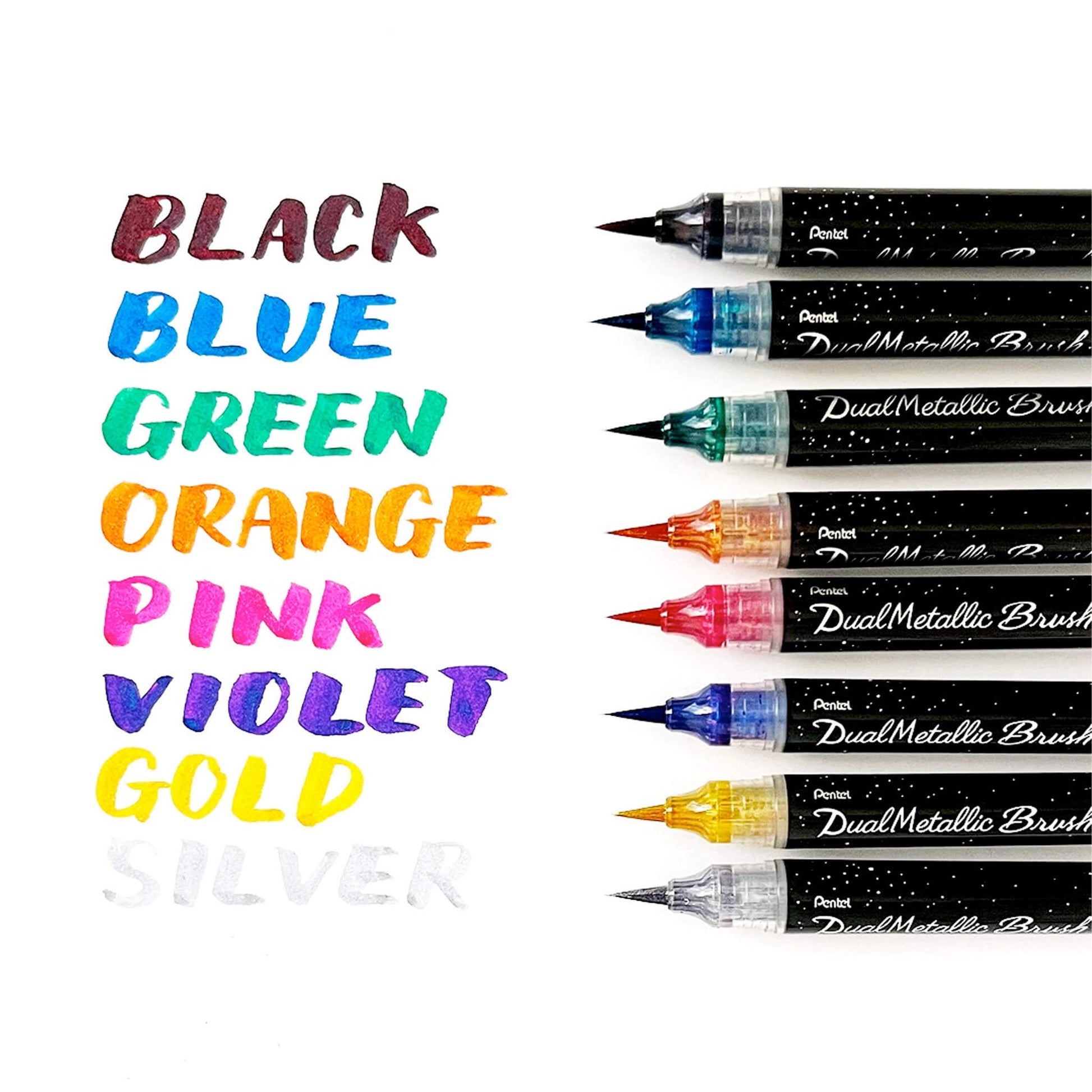 Pentel Dual Metallic Brush - Set of 8 - Brush Pens