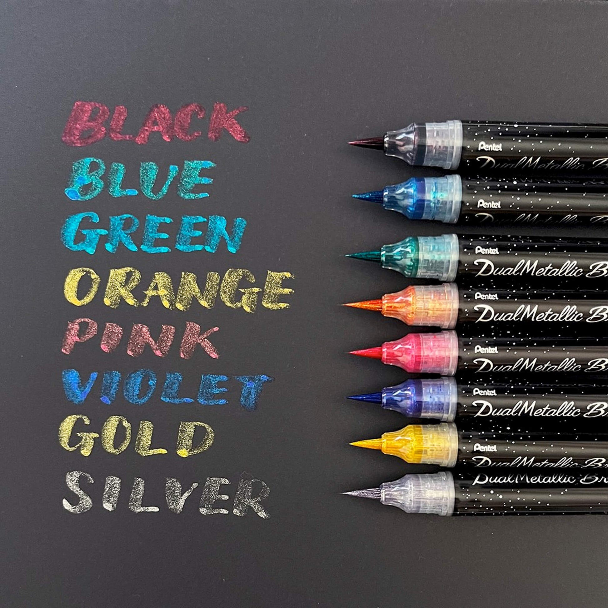 Pentel Dual Metallic Brush - Set of 8 - Brush Pens