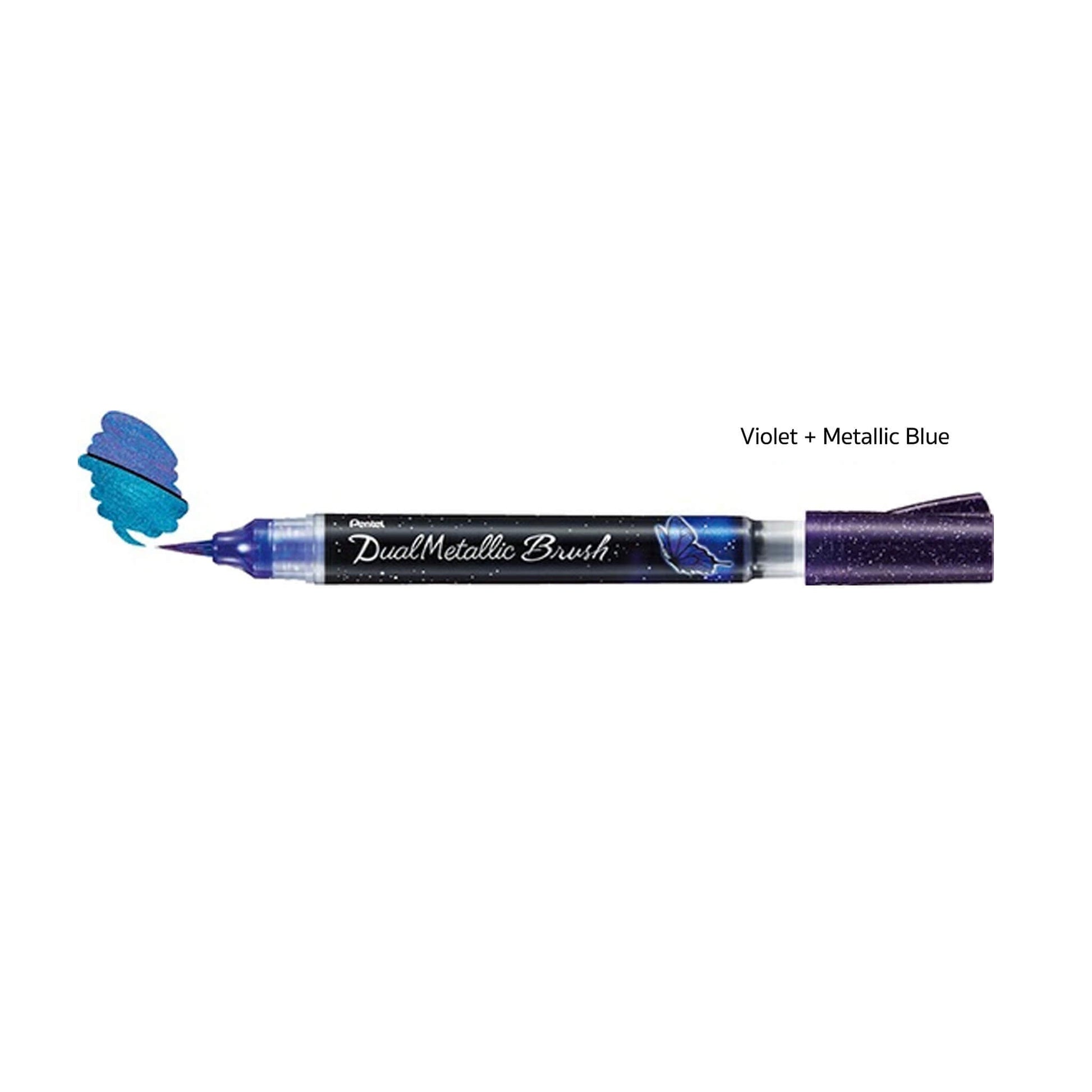 Pentel Dual Metallic Brush - Violet + Metallic Blue - Brush Pens