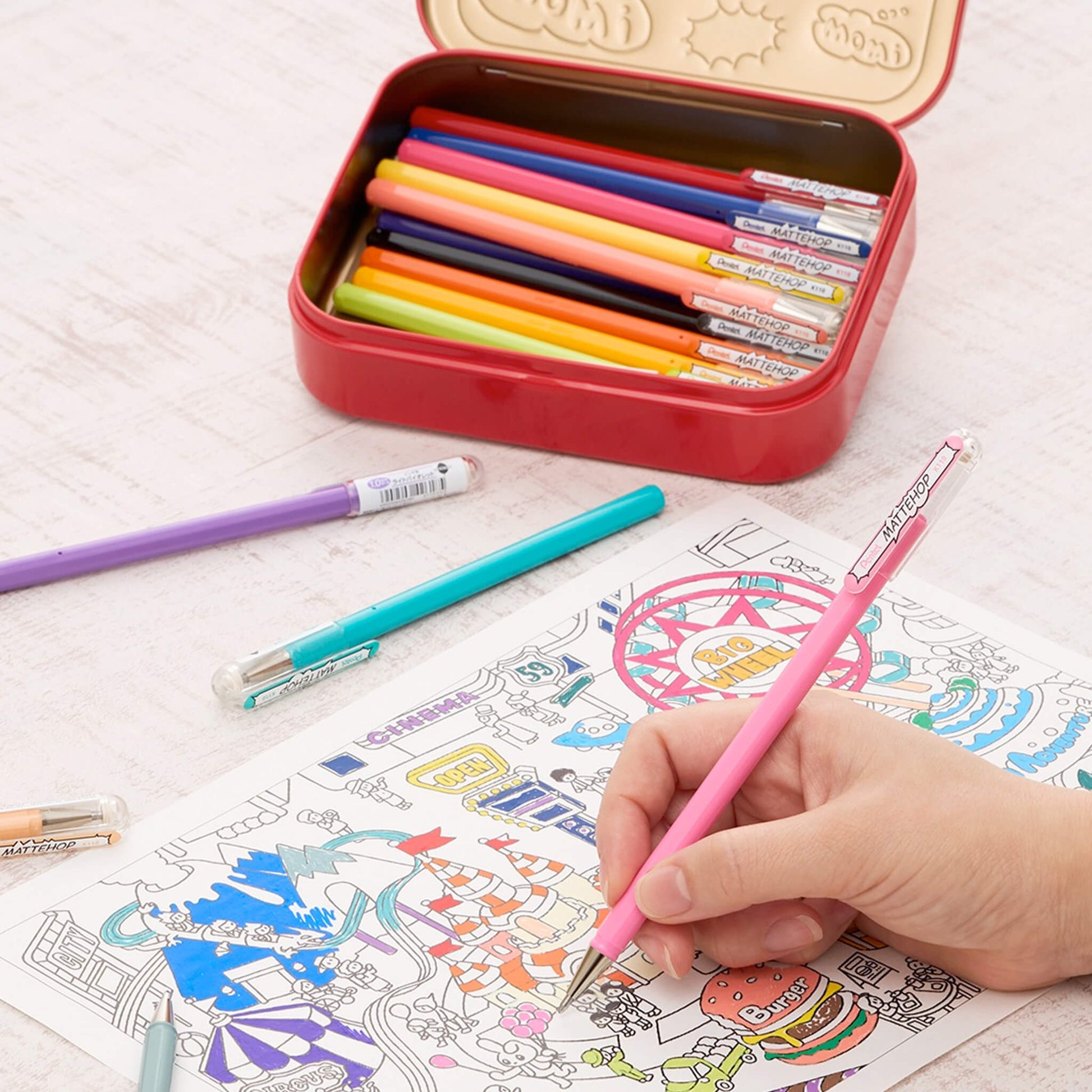 Pentel Mattehop Gel Roller Pen 21 - Color Complete Box Set - Gel & Rollerball Pens