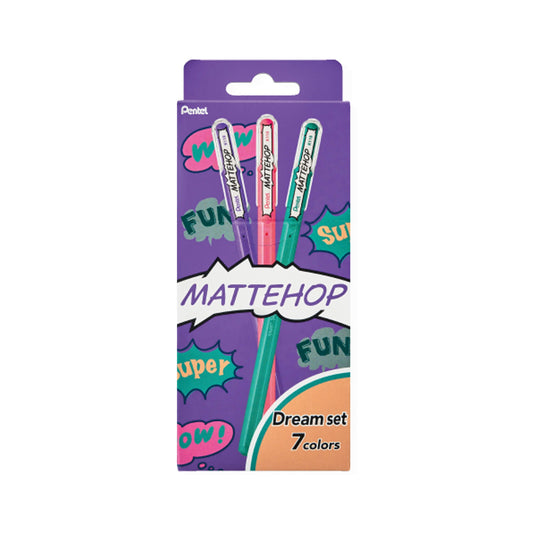 Pentel Mattehop Gel Roller Pen Dream 7 - Color Set - Gel & Rollerball Pens
