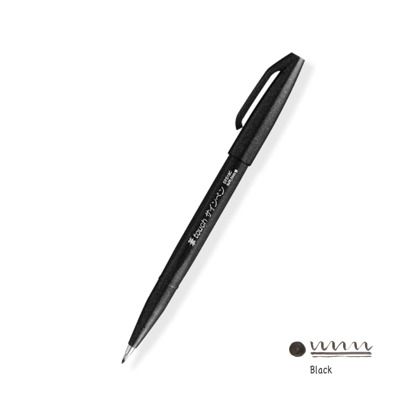 Pentel Fude Touch Brush Sign Pen (All 30 Colors) - Brush Pens - Black -