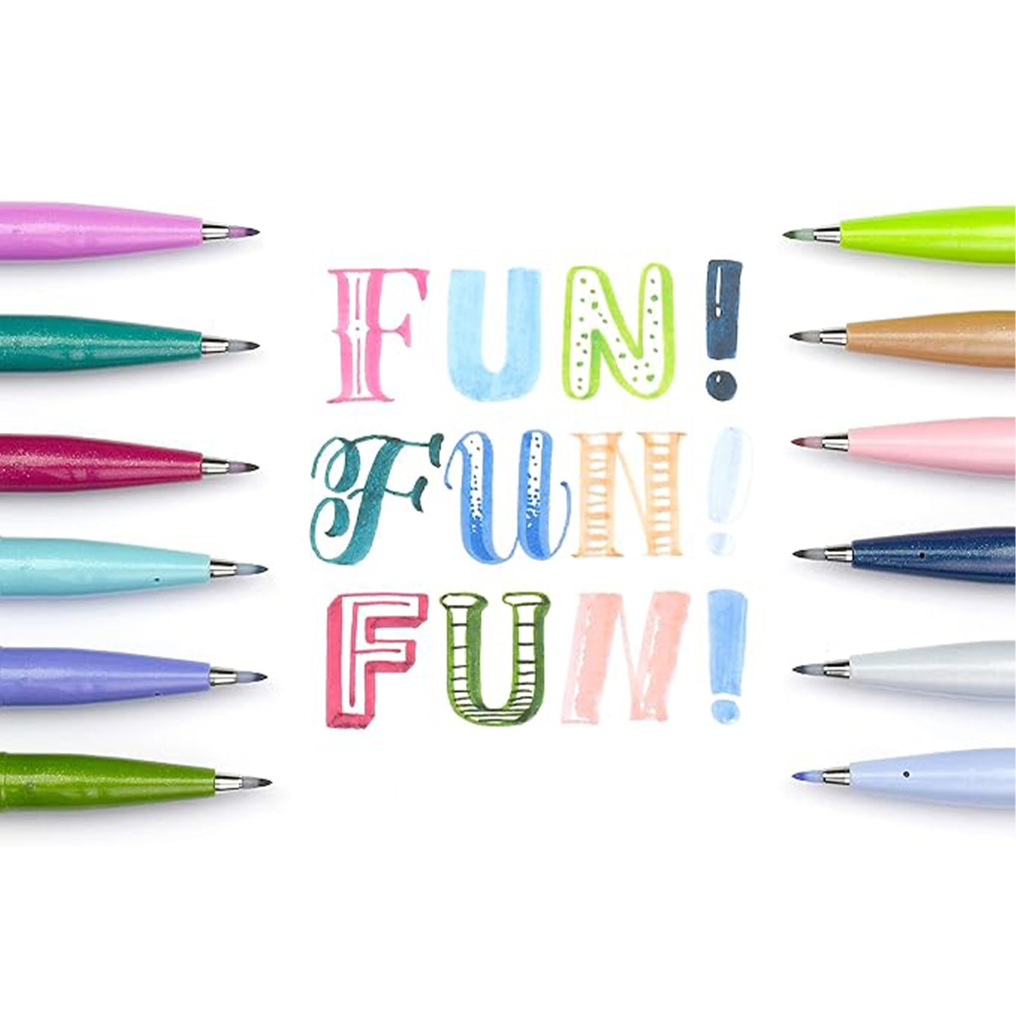 Pentel Fude Touch Brush Sign Pen (All 30 Colors) - Lime Green - Brush Pens