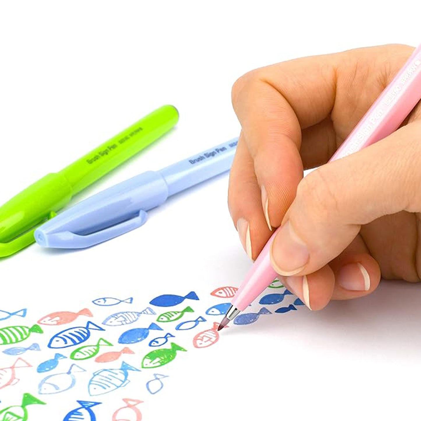 Pentel Fude Touch Brush Sign Pen (All 30 Colors) - Lime Green - Brush Pens