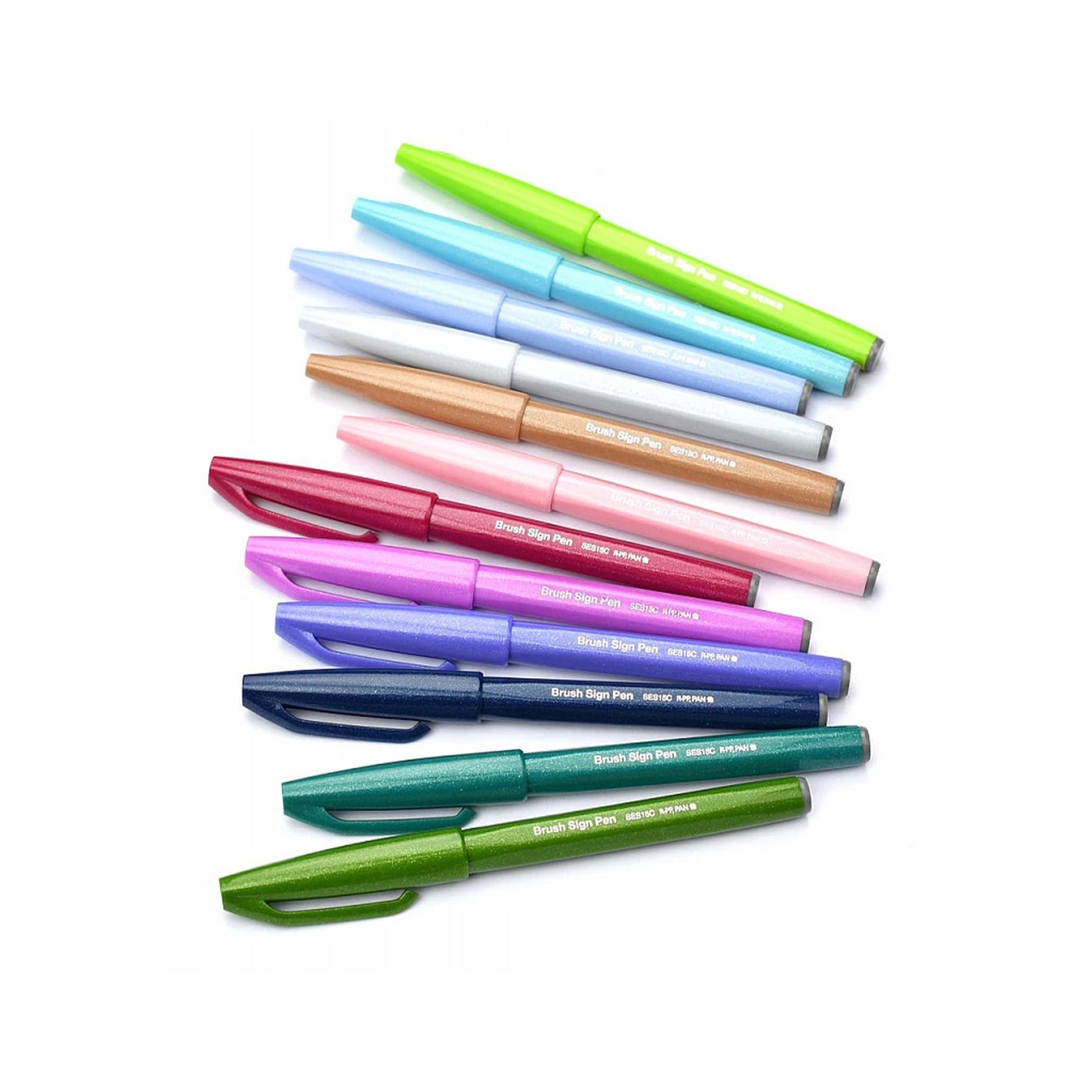 Pentel Fude Touch Brush Sign Pen (All 30 Colors) - Lime Green - Brush Pens