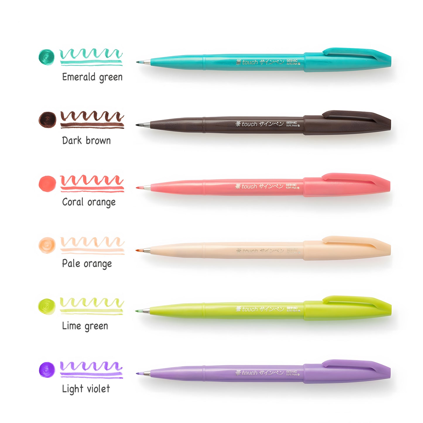 Pentel Fude Touch Brush Sign Pen (All 30 Colors) - Brush Pens - Lime Green -