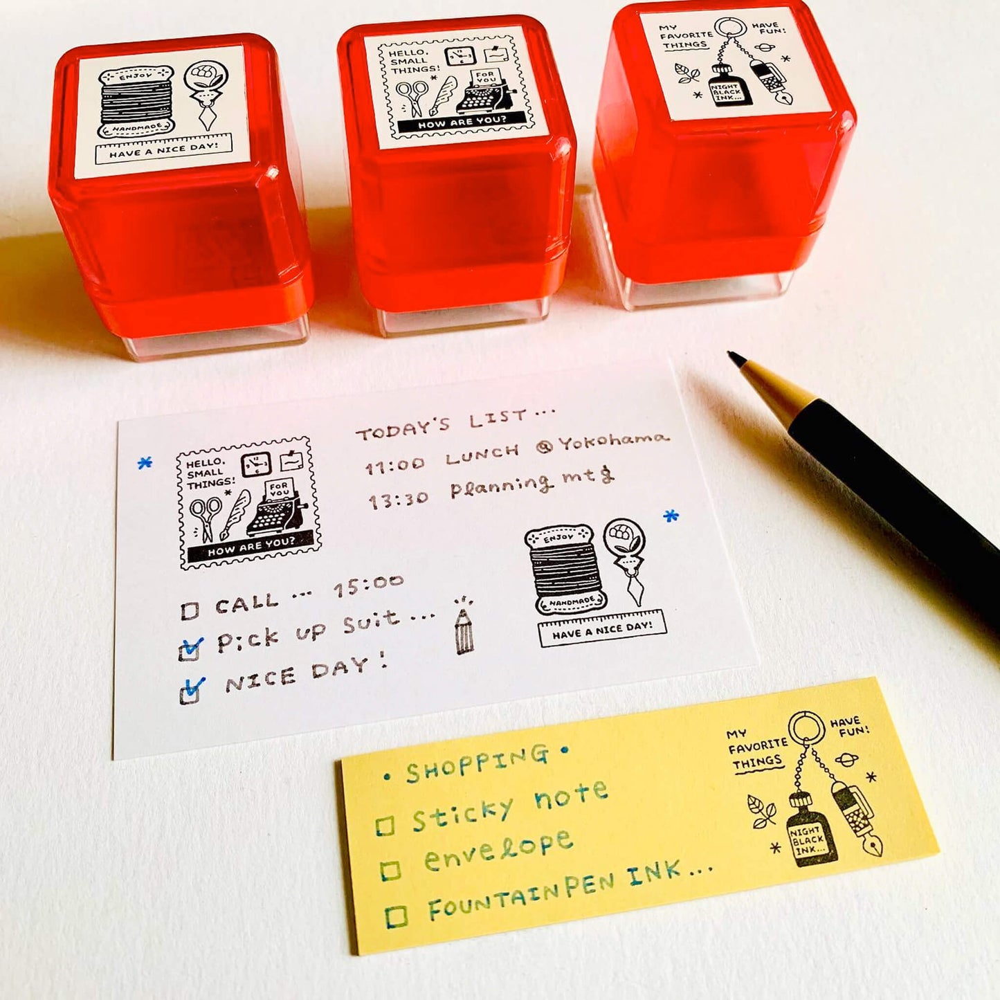 SANBY × Eric Small Things Pre - inked Stamp - Key Ring - Pre - inked Stamps