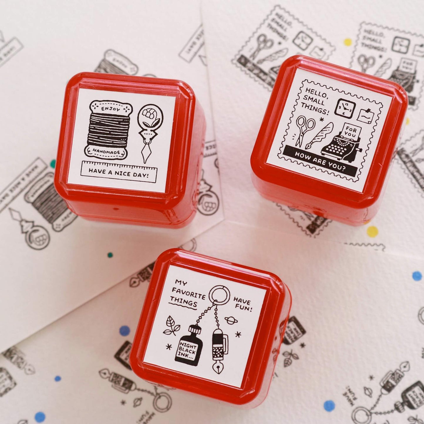 SANBY × Eric Small Things Pre - inked Stamp - Key Ring - Pre - inked Stamps