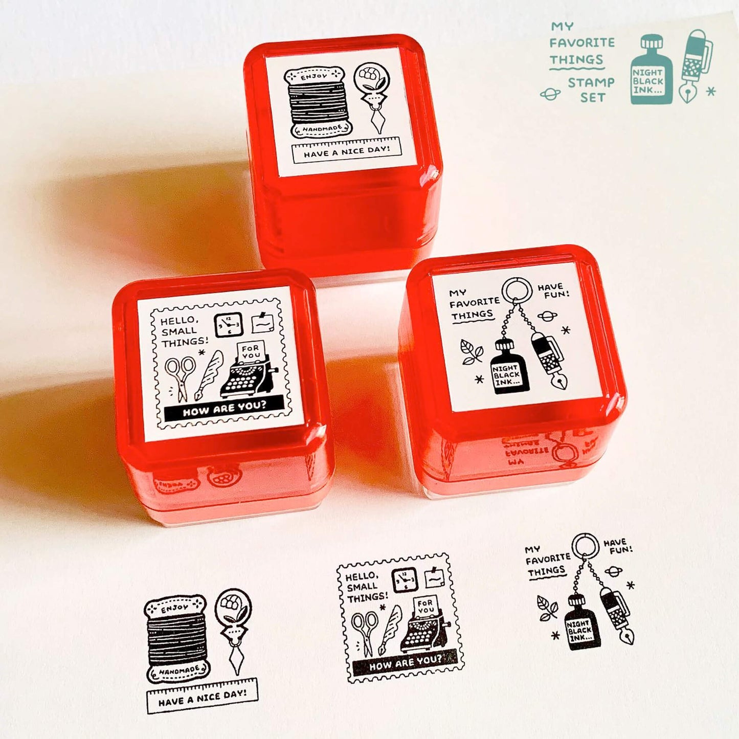 SANBY × Eric Small Things Pre - inked Stamp - Seal Sewing Set - Pre - inked Stamps