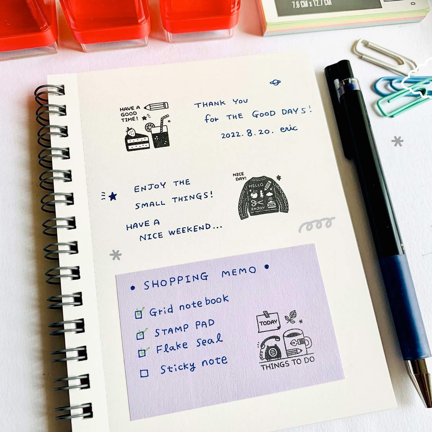 SANBY × Eric Small Things Pre - inked Stamp - Things To Do - Pre - inked Stamps