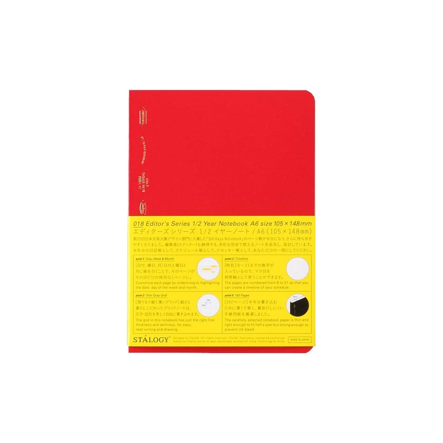 STÁLOGY Editor's Series Half - Year Notebook A6 - Red - Notebooks