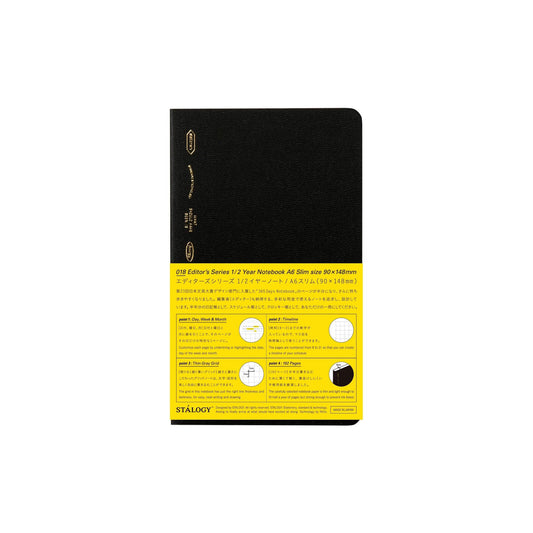 STÁLOGY Editor's Series Half - Year Notebook A6 Slim Black - Notebooks