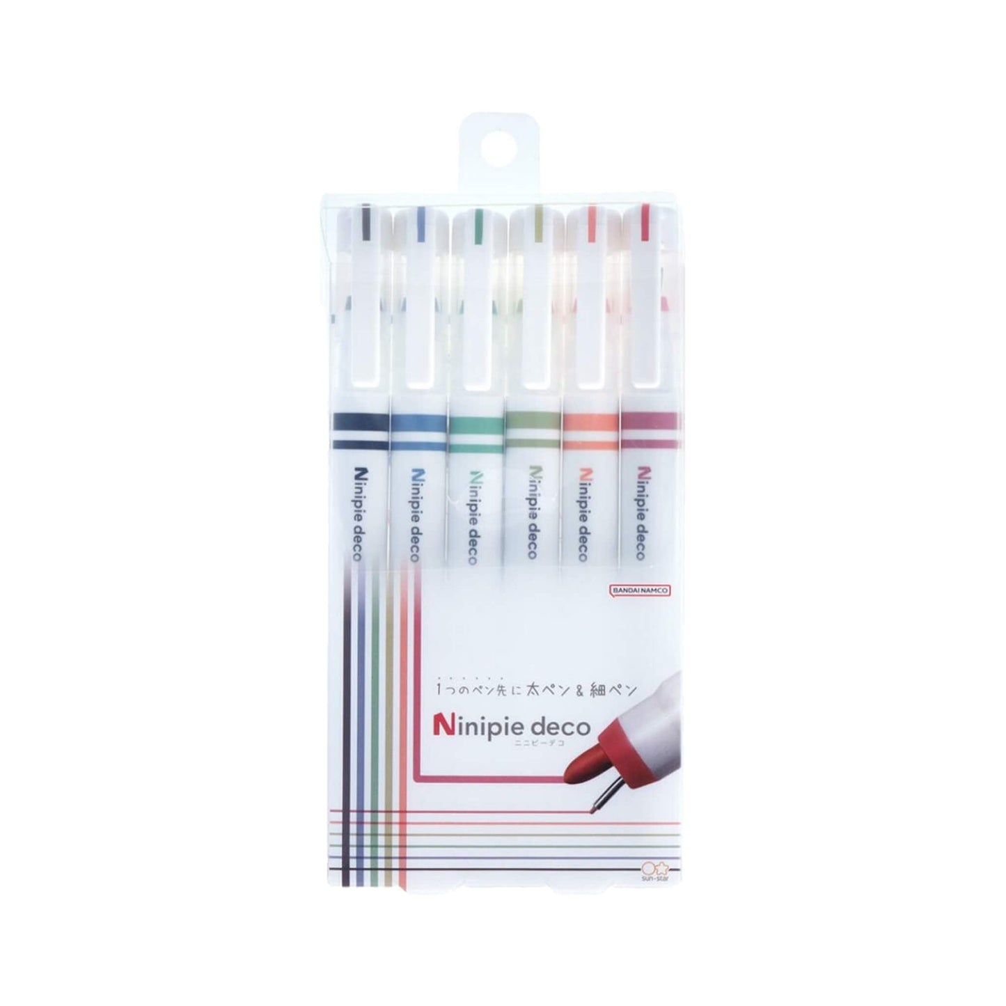 Sun - Star Ninipie Deco Dual Tip Marker 6 - Color Set - Set A - Fine - Tip Markers