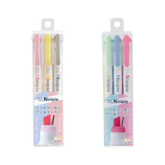 Sun - Star Ninipie Pen & Marker 3 - Color Set - Set A - Highlighters