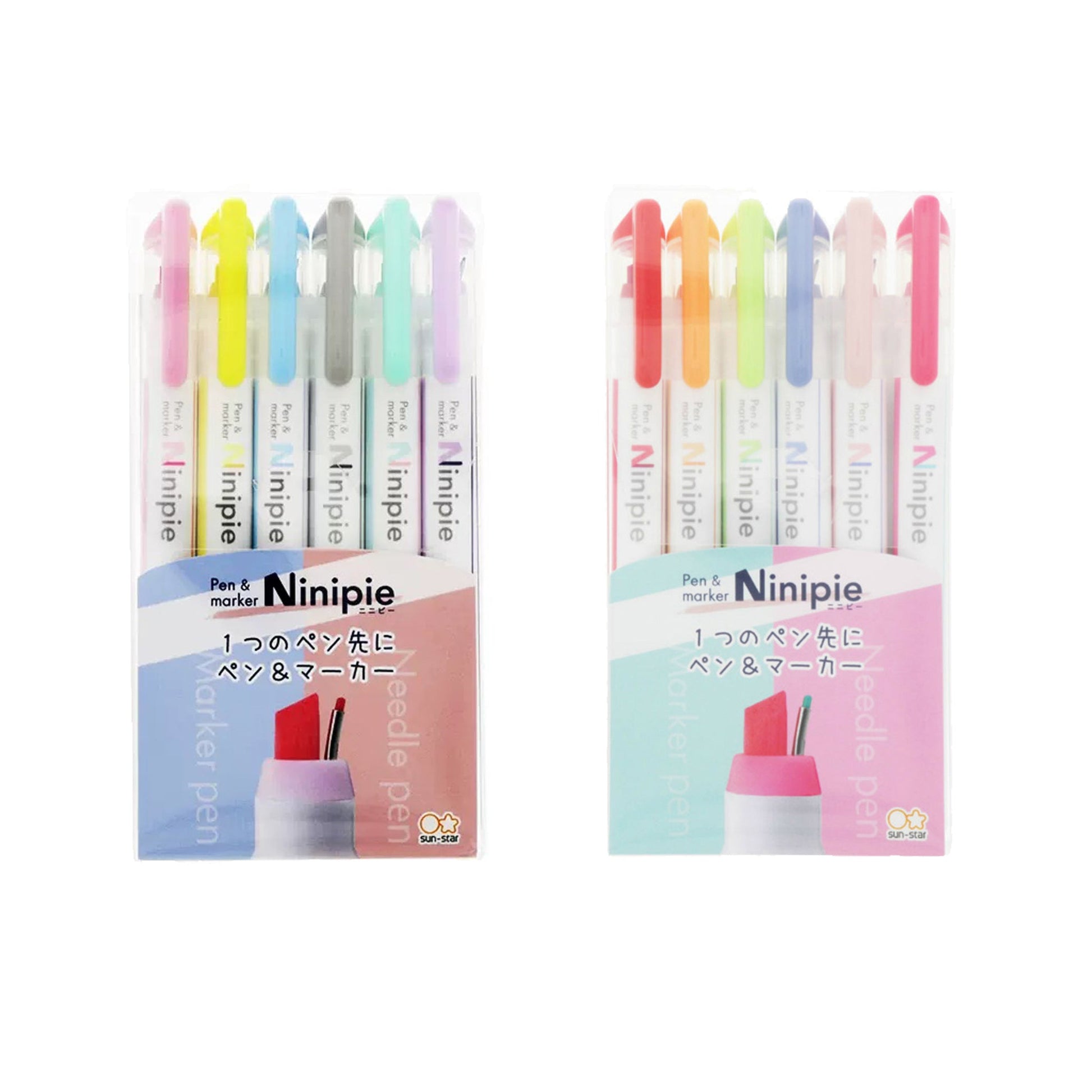 Sun - Star Ninipie Pen & Marker 6 - Color Set - Set A - Highlighters