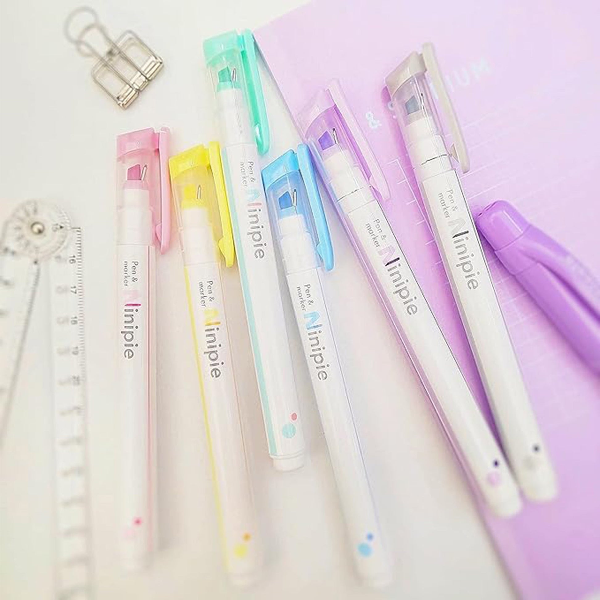 Sun - Star Ninipie Pen & Marker 6 - Color Set - Set A - Highlighters