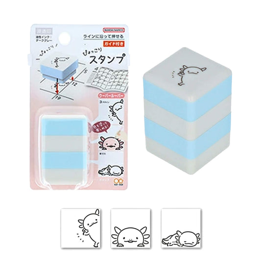 Sun - Star Pyokkori Stamp Set 2nd Edition Axolotl - Pre - inked Stamps