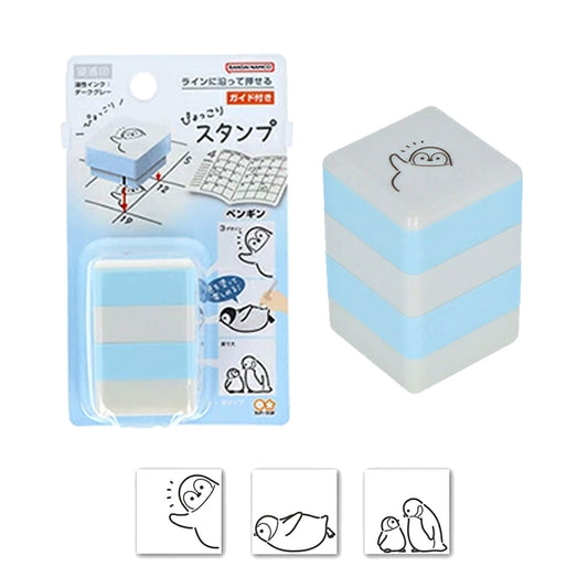 Sun - Star Pyokkori Stamp Set 2nd Edition Penguin - Pre - inked Stamps