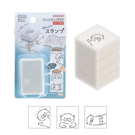 Sun - Star Pyokkori Stamp Set Otter - Pre - inked Stamps