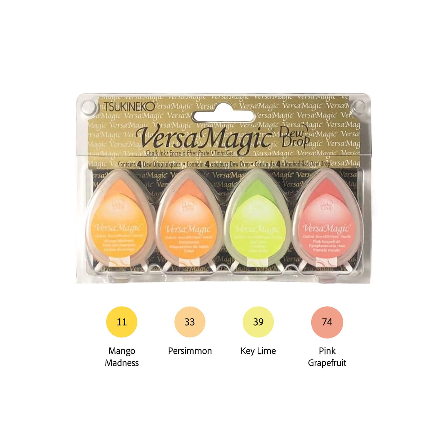 Tsukineko VersaMagic Dewdrop Stamp Ink Pad 4 - Color Set - Fruit Cocktail - Stamp Ink Pads