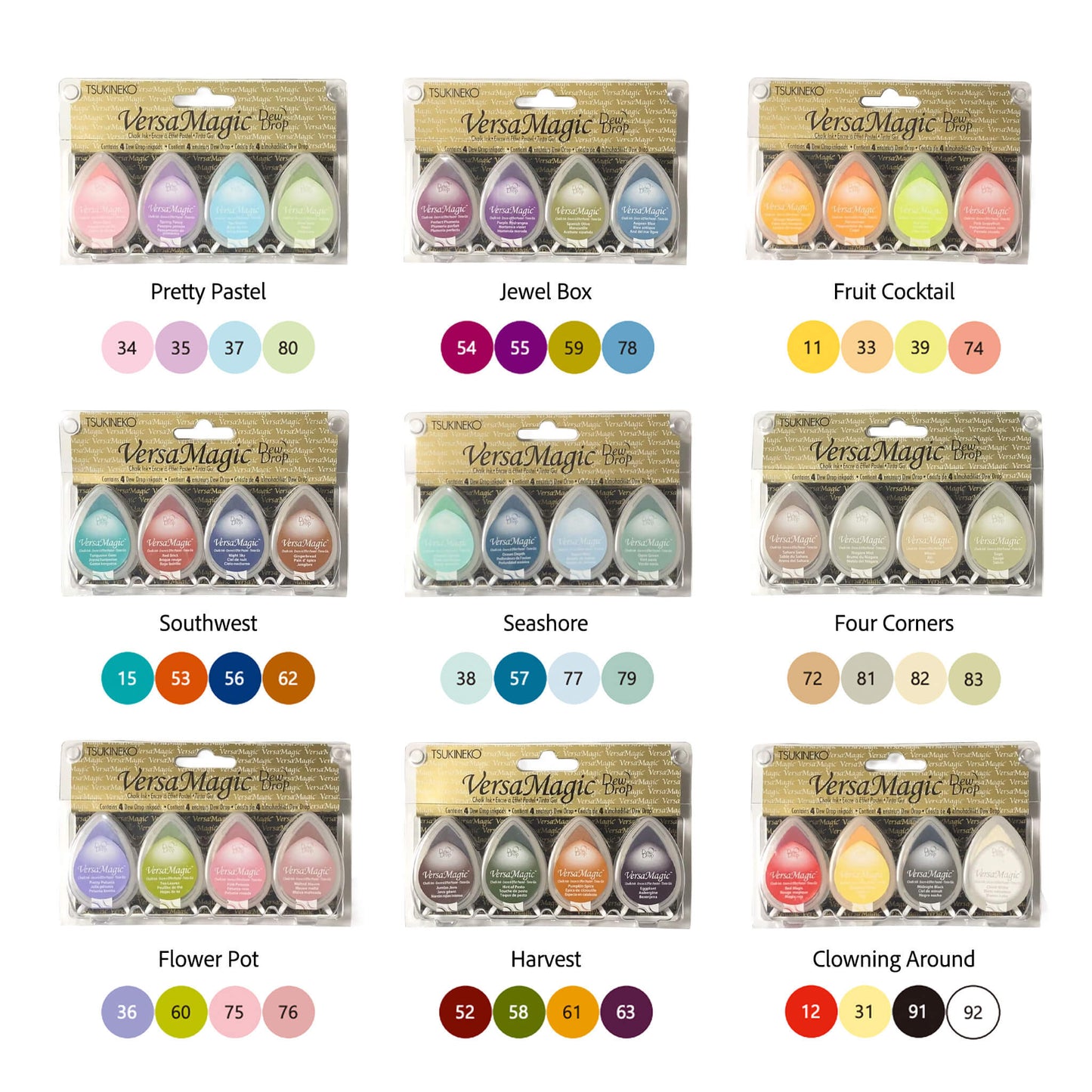Tsukineko VersaMagic Dewdrop Stamp Ink Pad 4 - Color Set - Pretty Pastel - Stamp Ink Pads