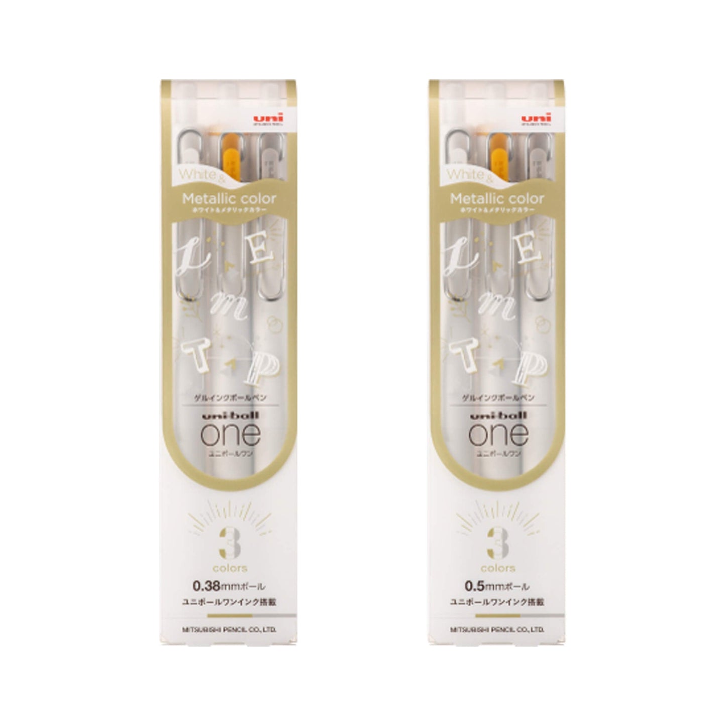 Uni - ball ONE Gel Pen Creative Color - White & Metallic Color 3 - color Set - 0.38mm - Gel & Rollerball Pens
