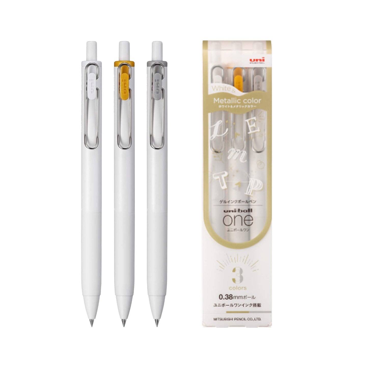 Uni - ball ONE Gel Pen Creative Color - White & Metallic Color 3 - color Set - 0.38mm - Gel & Rollerball Pens