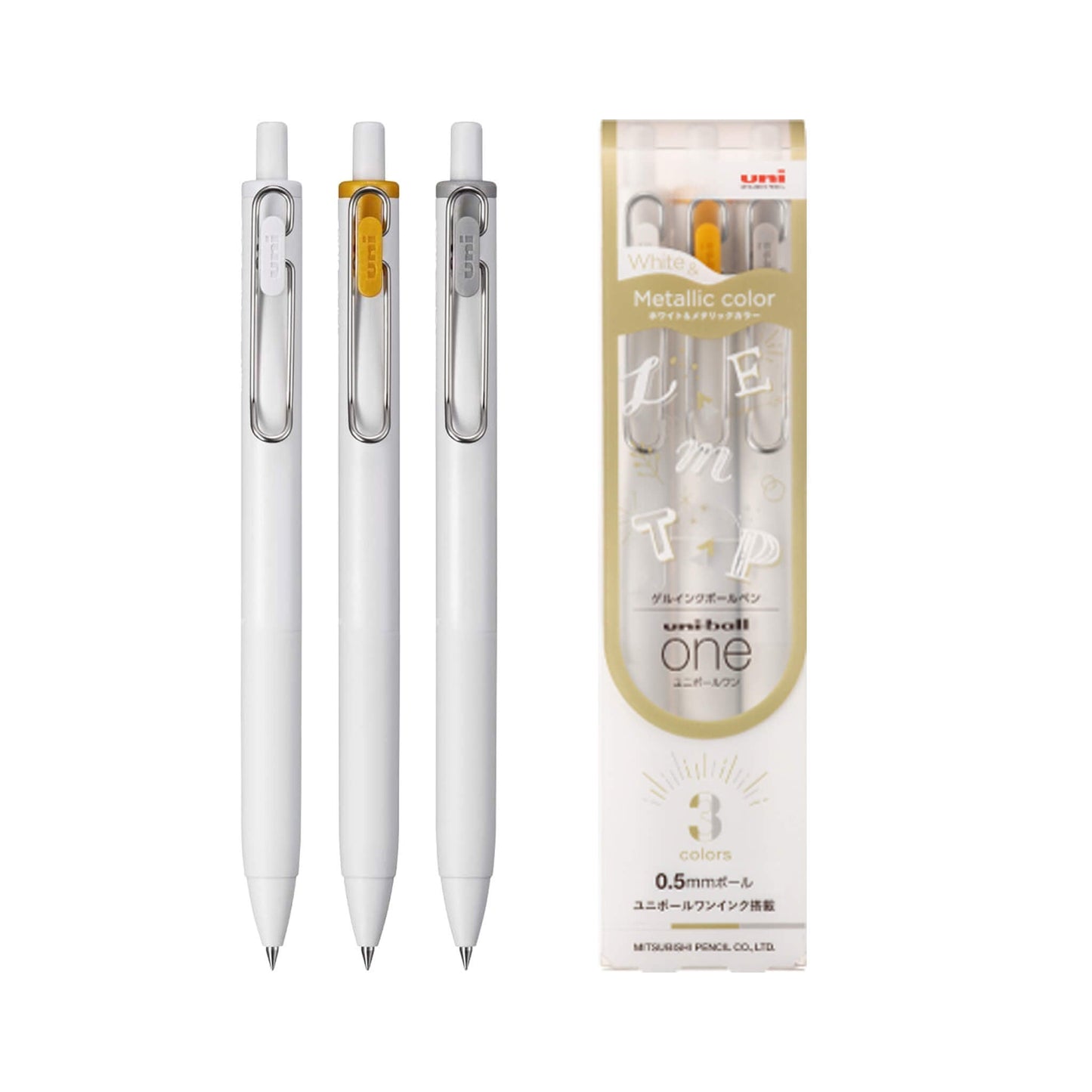 Uni - ball ONE Gel Pen Creative Color - White & Metallic Color 3 - color Set - 0.5mm - Gel & Rollerball Pens