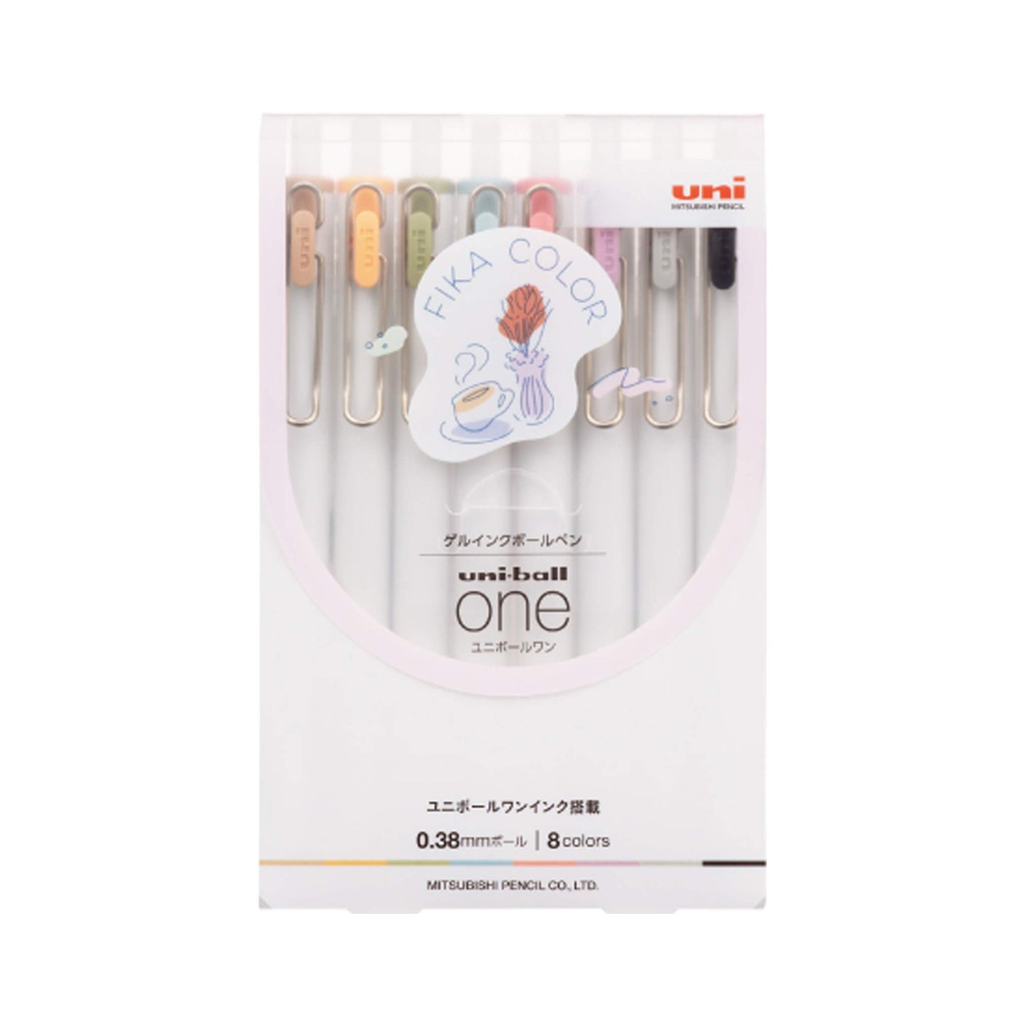 Uni - ball ONE Gel Pen Fika Color 8 - color Set 0.38mm - Gel & Rollerball Pens