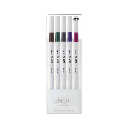 Uni Mitsubishi Emott Fineliner 5 - Color Set No.3 Vintage Color - Fine - Tip Markers