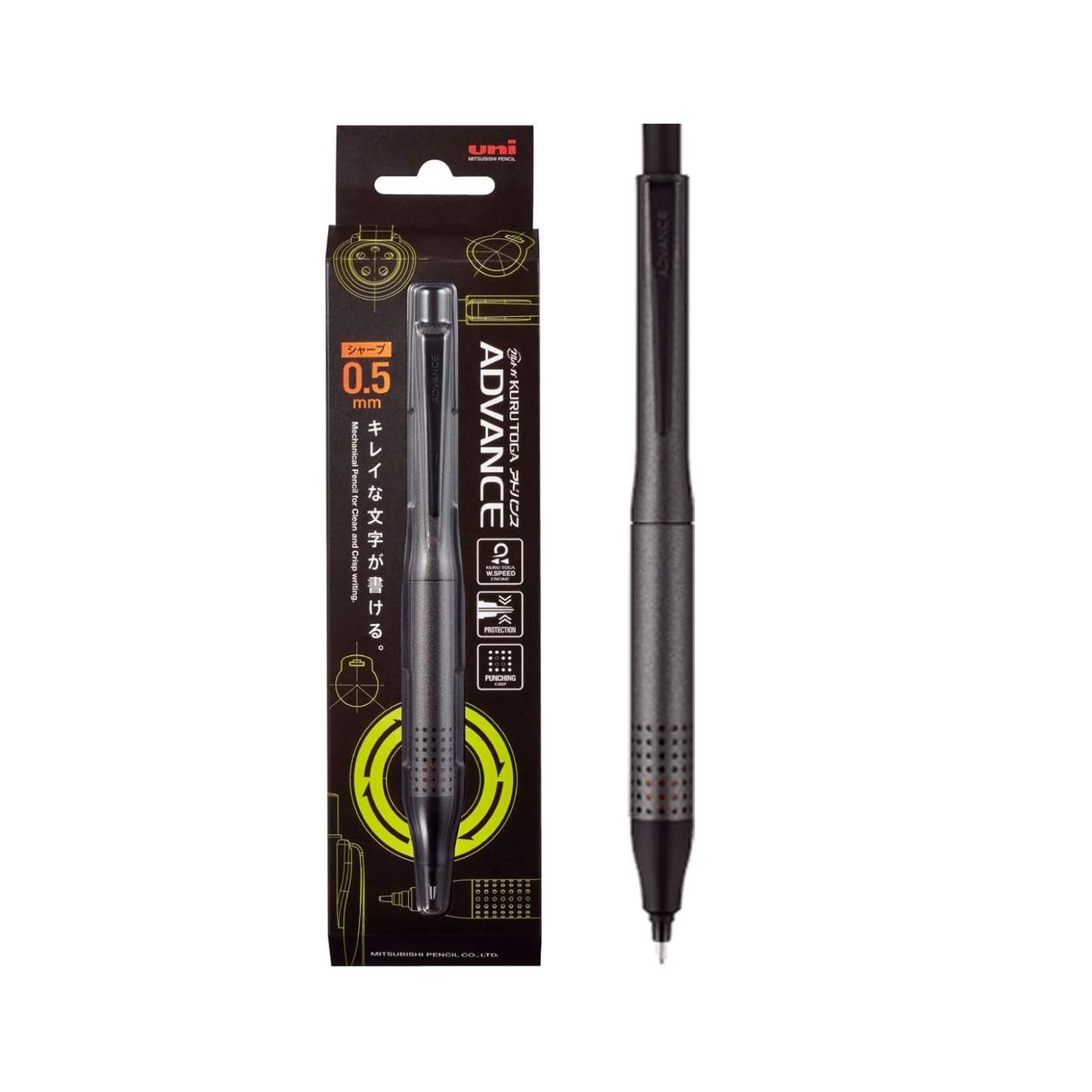 Uni Mitsubishi Kuru Toga Advance Upgrade Mechanical Pencil 0.5mm - Gunmetal - Mechanical Pencils