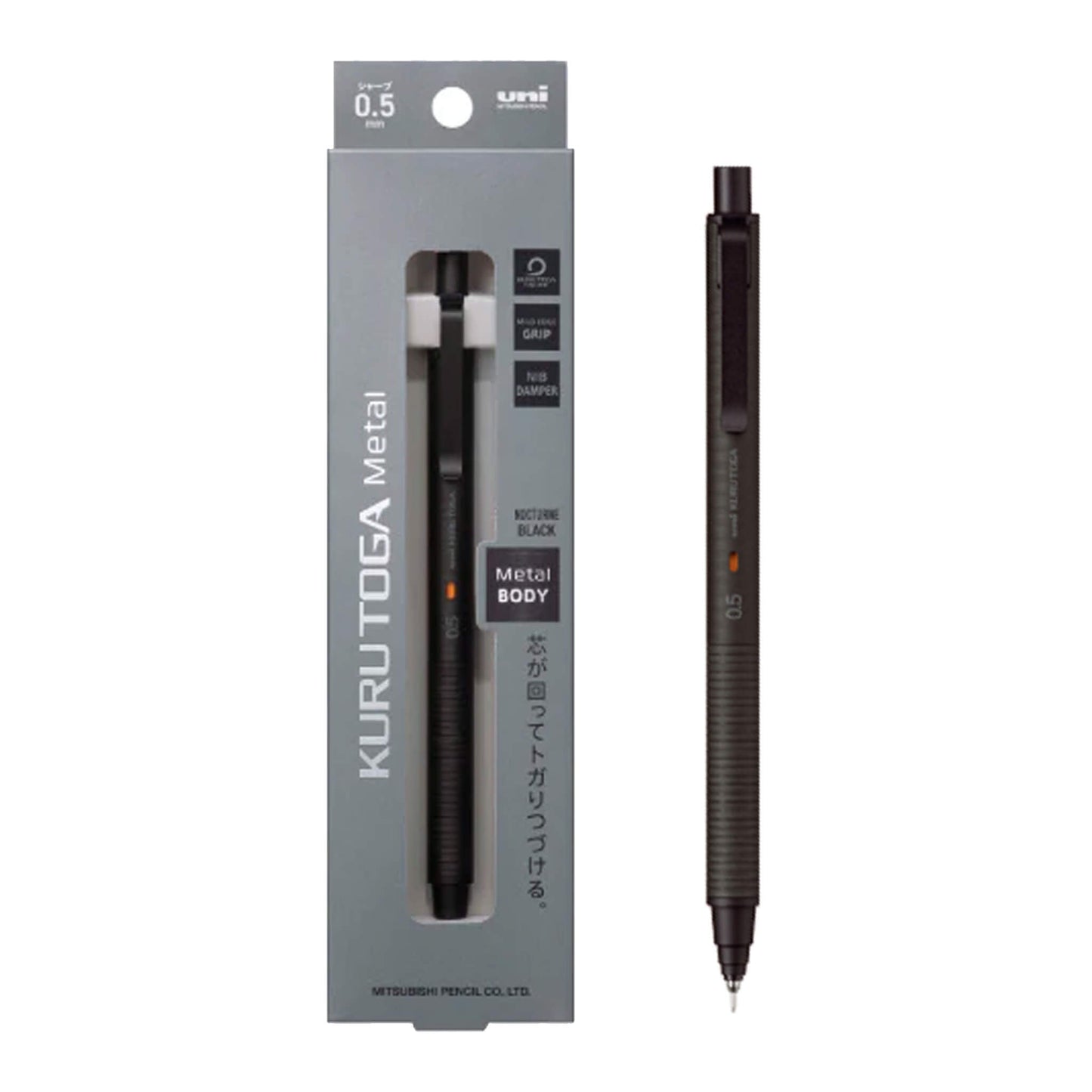 Uni Mitsubishi Kuru Toga Metal Mechanical Pencil 0.5mm - Nocturne Black - Mechanical Pencils