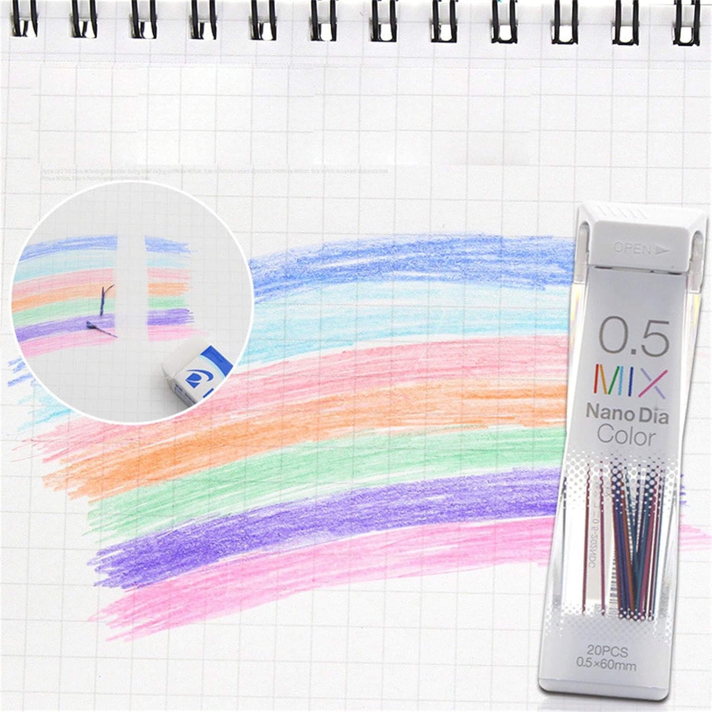 Uni Mitsubishi NanoDia Color Erasable Lead 0.5mm - Pink - Pencil Leads