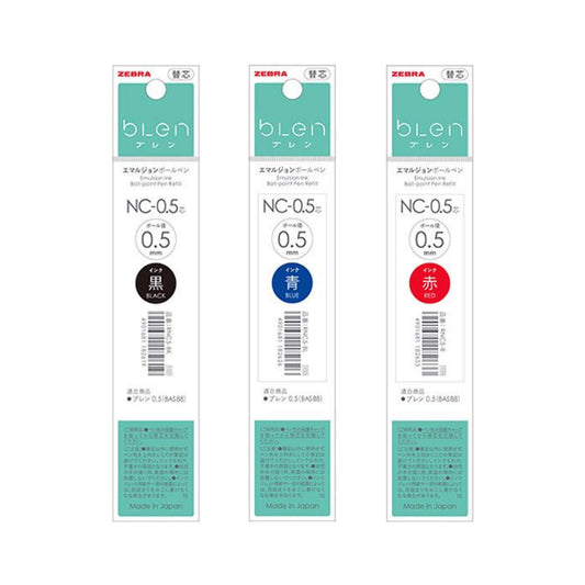 Zebra bLen Ballpoint Pen Refill NC - 0.5 - Black - Pen Refills
