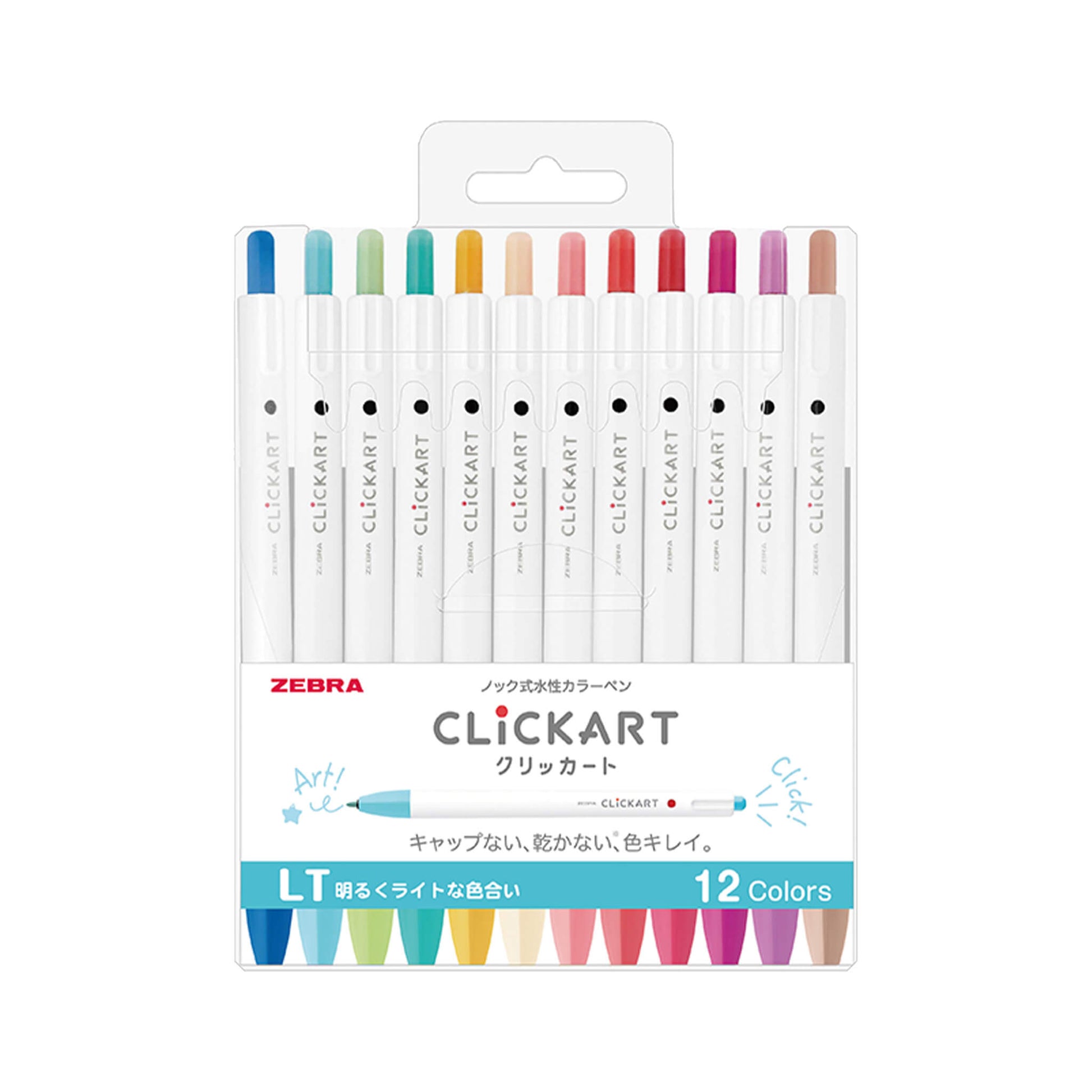 Zebra Clickart Retractable Marker 12 - color set - Light - Fine - Tip Markers